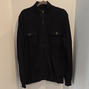 Men's Black Zip-Up Sweater Jacket